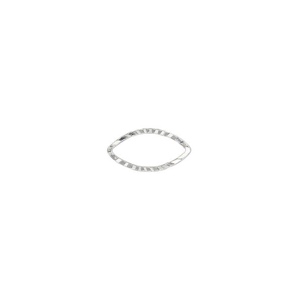 Component, silver-plated brass, 12x6mm single-sided diamond-cut open marquise, 1.3mm thick. Sold per pkg of 100. image number 0