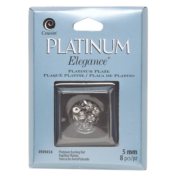 Earnut 1pkg8 platinum-plated, 5mm, copper / lacquered 4 pair image number 0