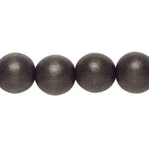 Bead, Taiwanese cheesewood (dyed / waxed), dark forest green, 11-12mm round. Sold per pkg of (2) 15-1/2" to 16" strands.