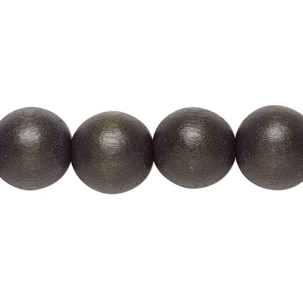 Bead, Taiwanese cheesewood (dyed / waxed), dark forest green, 11-12mm round. Sold per pkg of (2) 15-1/2" to 16" strands. image number 0