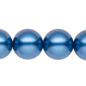 Pearl 1pk metallic blue, Celestial Crystal® 16mm round 15.5-16 inch