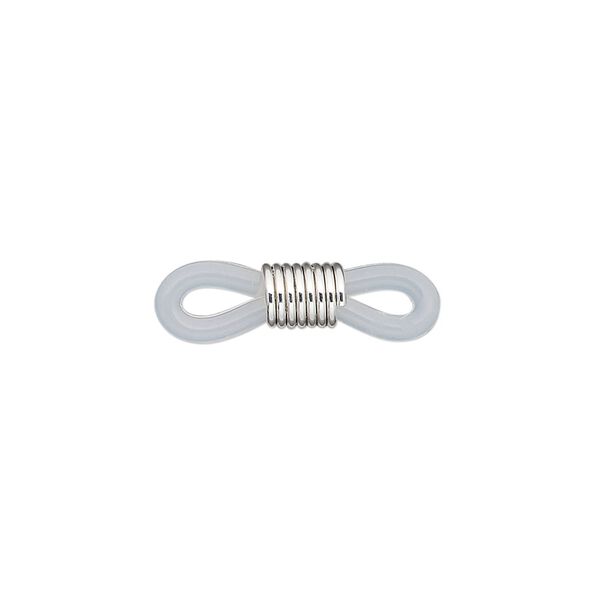 Eyeglass holder, rubber and silver-finished brass, clear, 20x5mm-26x5mm with adjustable coil. Sold per pkg of 10. image number 0