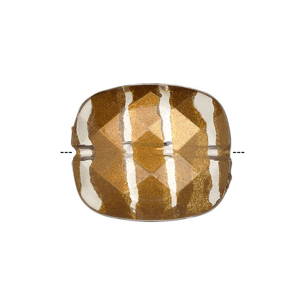 Bead, painted acrylic, semitransparent clear and brown, 23x20mm faceted rounded rectangle. Sold per pkg of 40. image number 0