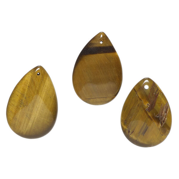 Tigereye 1pkg3, puffed teardrop focal natural, 30x21mm-32x22mm image number 0