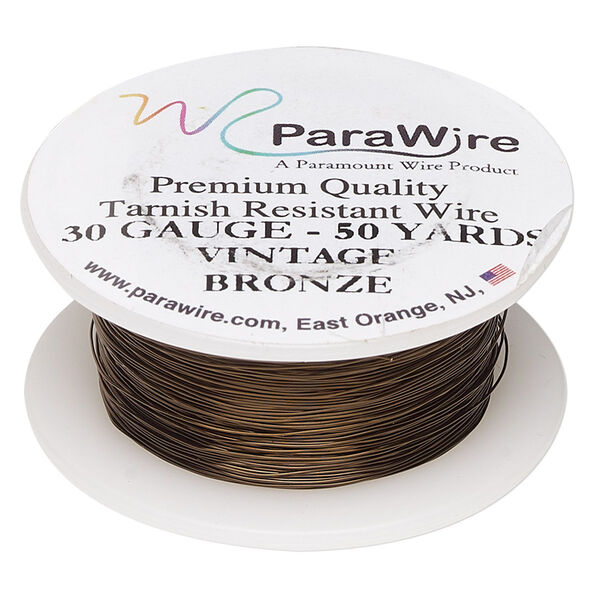 Wire, ParaWire™, vintage bronze-finished copper, round, 30 gauge. Sold per 50-yard spool. image number 0