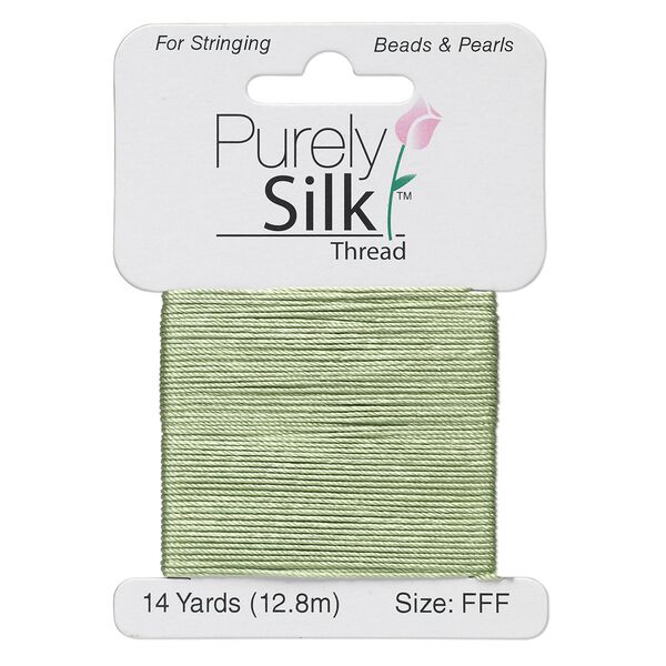 Thread, Purely Silk™, medium green, size FFF. Sold per 14-yard card. image number 0