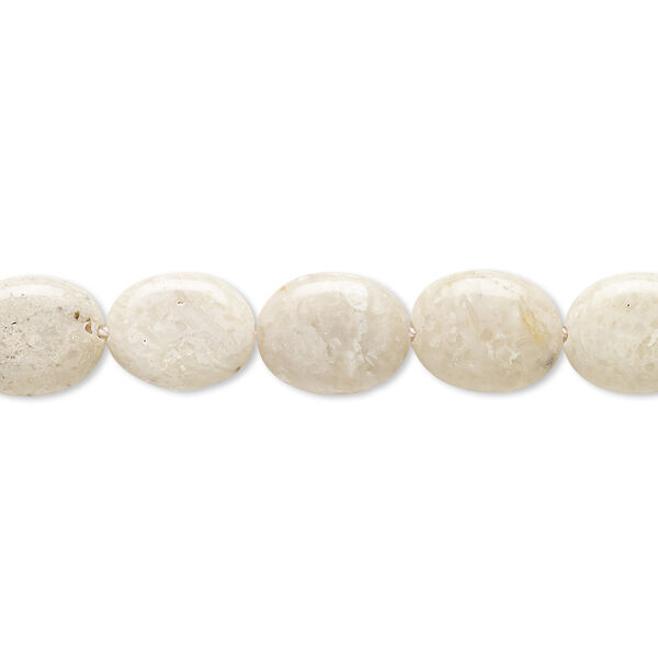 Bead, riverstone (coated), 10x8mm flat oval, B grade, Mohs hardness 3-1/2. Sold per 8-inch strand, approximately 20 beads. image number 0