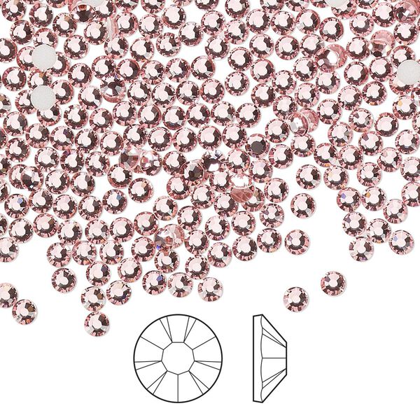 Flat back 144pk light rose foil back, Preciosa MAXIMA Czech crystal rhinestone 2.5-2.7mm chaton rose round SS9 image number 0