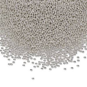 Bead, coated glass, opaque silver, 1mm undrilled micro round. Sold per 15-gram vial.