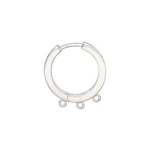 Earring hoop 1pkg2 sterling silver, 18mm hinged / 3 closed loop / square tube, 1 pair
