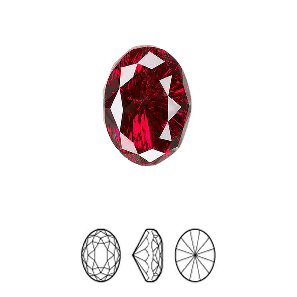 Fancy stone 1pk scarlet foil back, Crystal Passions® 18x13mm magical oval 4160 image number 0