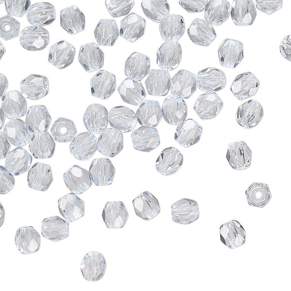 Czech fire-polished glass 1pkg1, faceted round bead transparent ice blue 1 mass 4mm image number 0
