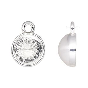 Drop, Almost Instant Jewelry®, silver-plated "pewter" (zinc-based alloy), 10mm round with SS38 chaton setting. Sold individually.