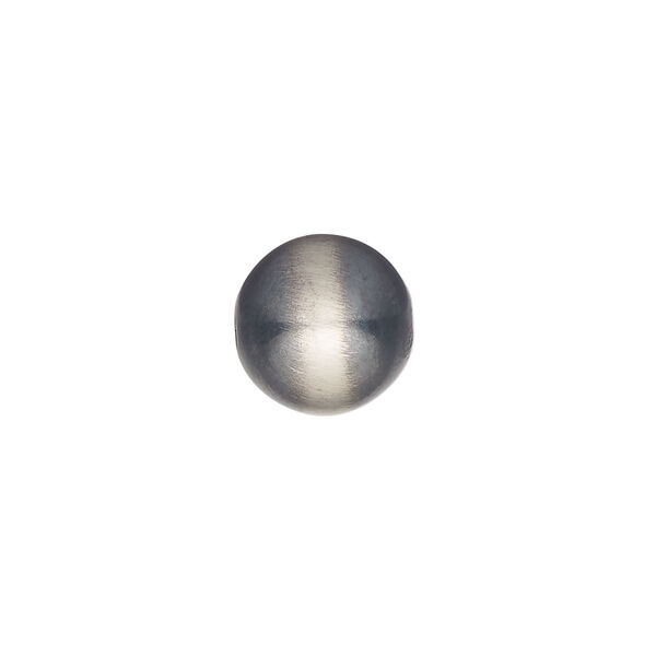 Bead, Navajo pearl style, brushed oxidized sterling silver, 12mm round. Sold individually. image number 0
