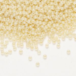 Seed bead, Preciosa Ornela, Czech glass, pkg/50g, opaque luster dark cream pearl, #10 rocaille.