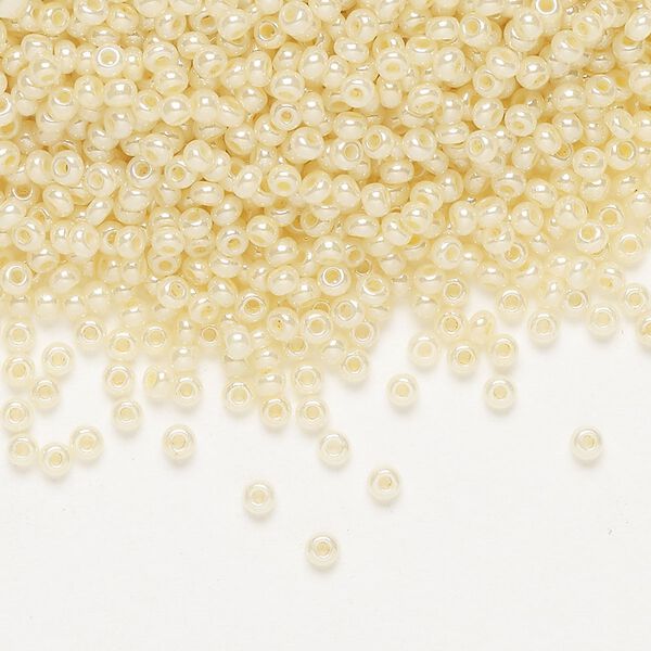 Seed bead, Preciosa Ornela, Czech glass, pkg/50g, opaque luster dark cream pearl, #10 rocaille. image number 0