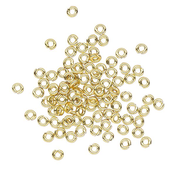 Jump ring, brass, 3mm round, 1.2mm inside diameter, 18 gauge. Sold per pkg of 100. image number 0