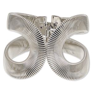 Bracelet, hinged cuff, silver-plated steel, 52.5mm wide with wire design, adjustable from 6 to 6-1/2 inches. Sold individually.