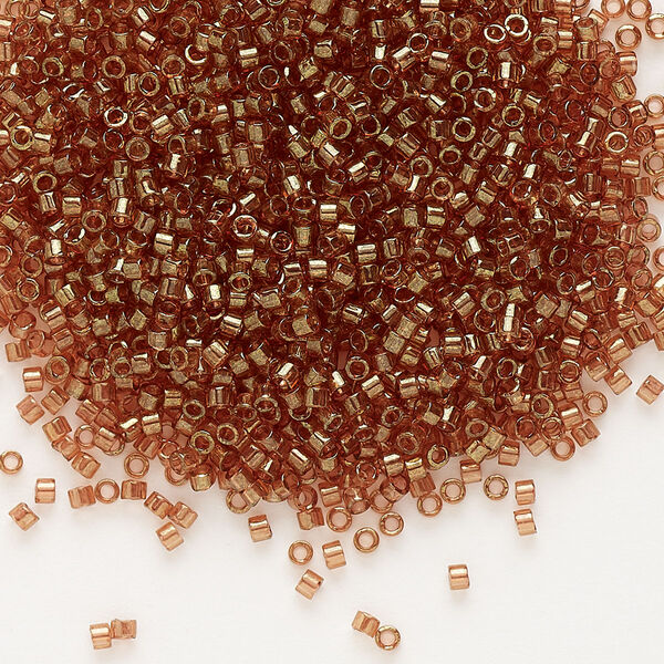 Seed bead, Delica®, glass, pkg/7.5g, #11 round, translucent gold luster apricot topaz (DB-0121). image number 0