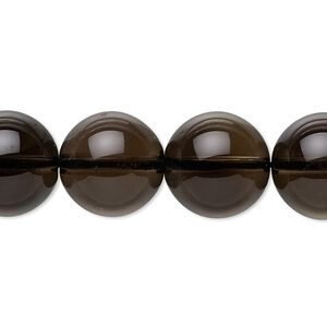 Smoky quartz 1pkg1, round bead 15.5-16 inch 14-15mm