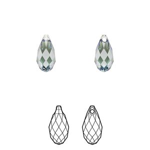 Briolette 2pk erinite, Crystal Passions® 11x5.5mm pendant drop 6010