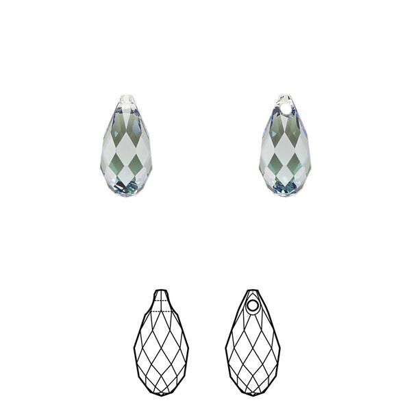 Briolette 2pk erinite, Crystal Passions® 11x5.5mm pendant drop 6010 image number 0