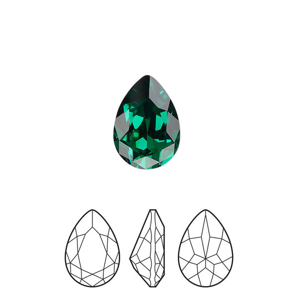 Fancy stone 144pk emerald foil back, Preciosa MAXIMA Czech crystal rhinestone 14x10mm pear image number 0