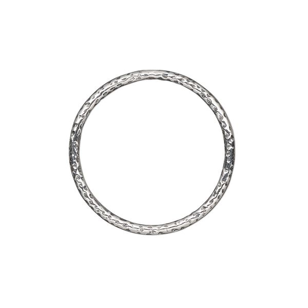 Jump ring, antiqued sterling silver, 20mm hammered round, 17.6mm inside diameter, 17 gauge. Sold per pkg of 2. image number 0