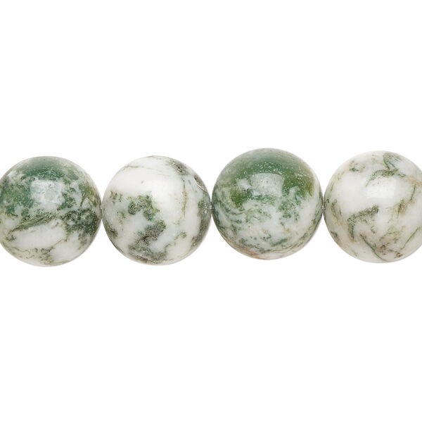 Bead, tree agate (natural), 12mm round, B grade, Mohs hardness 6-1/2 to 7. Sold per 15-1/2" to 16" strand. image number 0