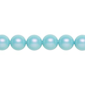 Pearl 50pk iridescent light turquoise, Crystal Passions® 8mm round 5810