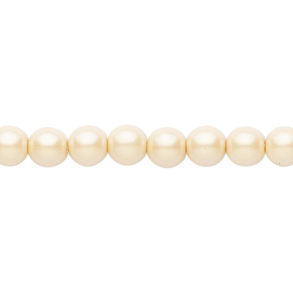 Bead, Czech pearl-coated glass druk, opaque iridescent dark cream, 6mm round. Sold per 15-1/2" to 16" strand. image number 0