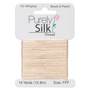 Thread, Purely Silk™, pink, size FFF. Sold per 14-yard card.