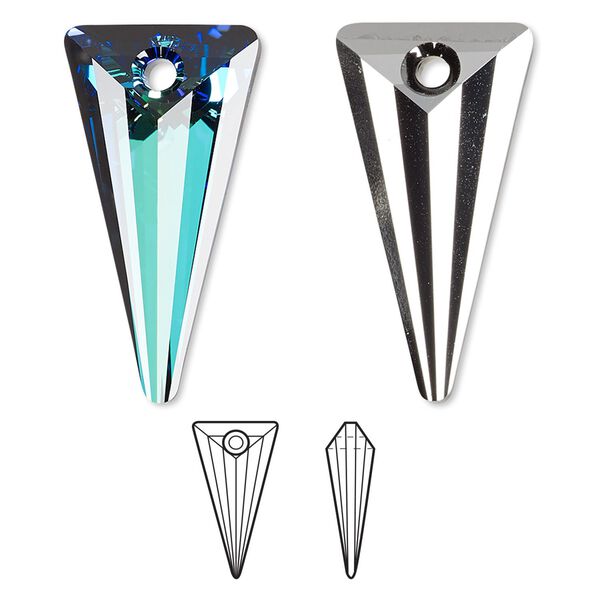 Drop 6pk crystal Bermuda blue P, Crystal Passions® 28x14mm pendant spike 6480 image number 0