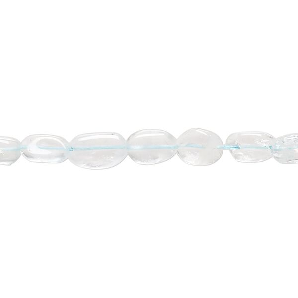 Aquamarine 1pkg1, hand-cut puffed oval bead 14 inch 5x4mm-10x6mm image number 0