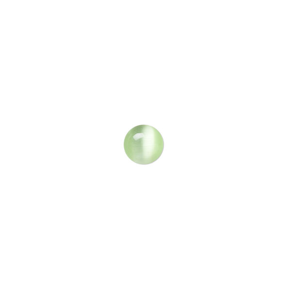 Cabochon, cat's eye glass (fiber optic glass), light green, 6mm calibrated round, quality grade. Sold per pkg of 10. image number 0