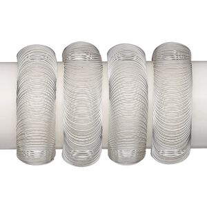 Bracelet, stretch, silver-plated steel, 7- to 10-inch coil. Sold per pkg of 4.