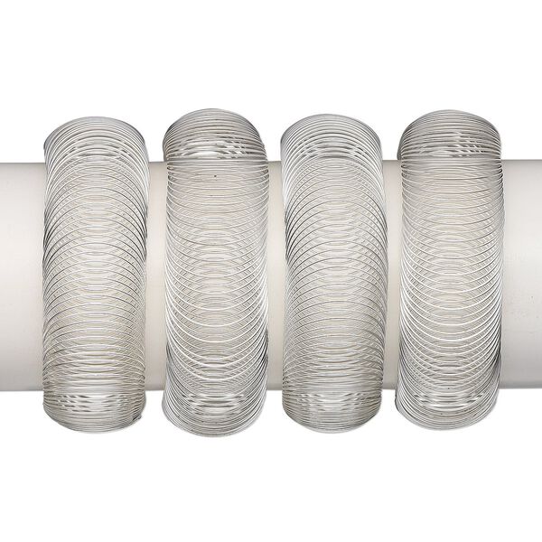 Bracelet, stretch, silver-plated steel, 7- to 10-inch coil. Sold per pkg of 4. image number 0