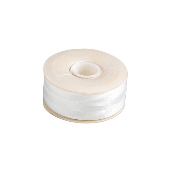 Thread, Nymo®, nylon, white, size D. Sold per 64-yard bobbin. image number 0