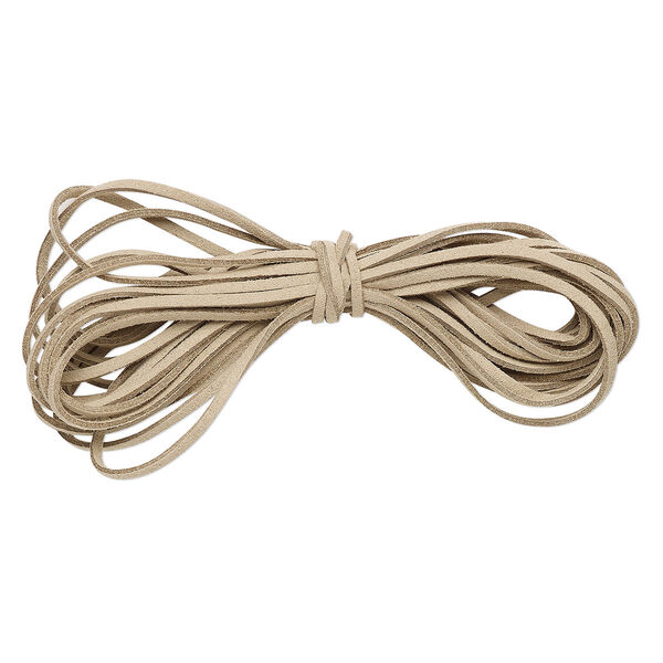 Cord, faux suede, cream, 3mm. Sold per pkg of 5 yards. image number 0