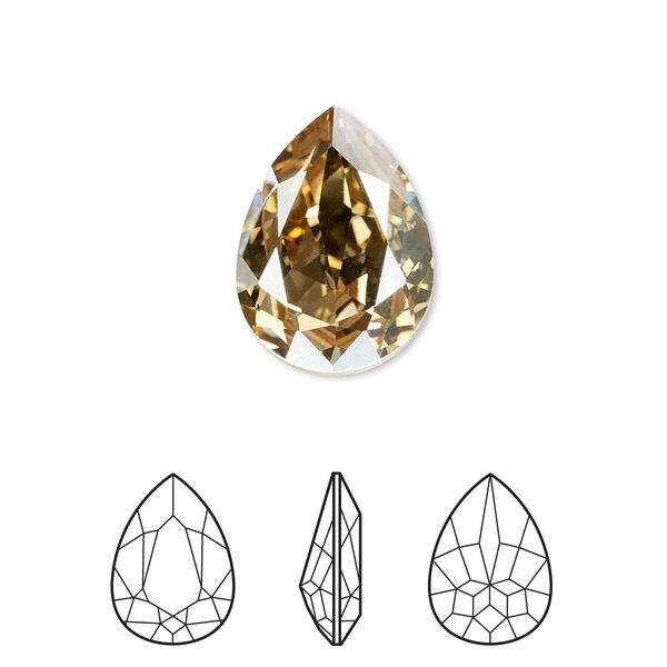 Fancy stone 1pk crystal golden shadow foil back, Crystal Passions® 18x13mm pear 4320 image number 0