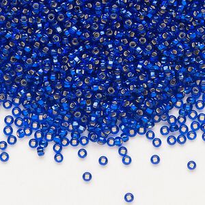 Seed bead, Preciosa Ornela Czech glass, pkg/500g, #11 rocaille, transparent silver-lined medium blue, (37080).