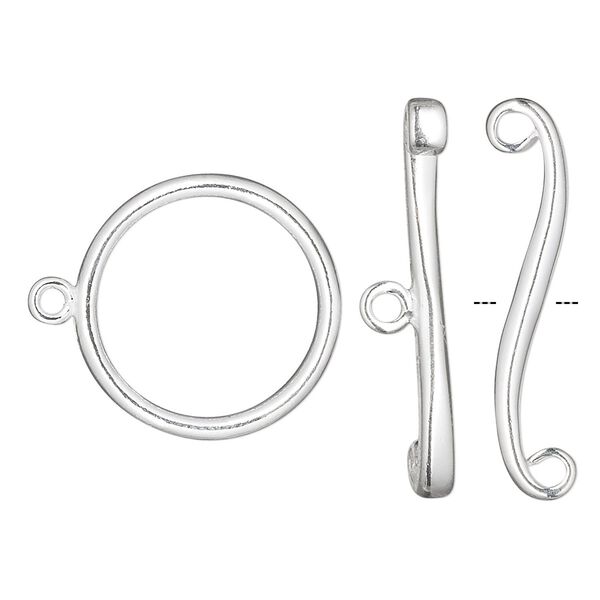 Clasp, toggle, sterling silver, 19mm smooth. Sold individually. image number 0