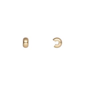 Crimp cover, gold-plated brass with satin finish, 4mm round. Sold per pkg of 10.