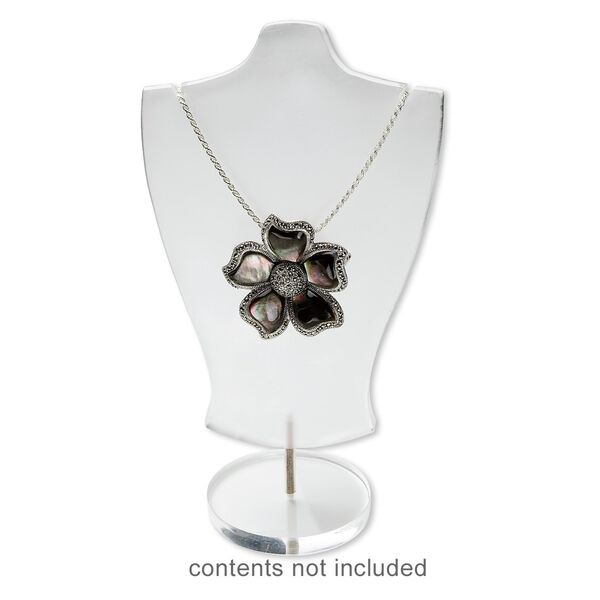 Display, necklace, acrylic, frosted clear, 7 x 4 x 2-3/8 inches. Sold individually. image number 0