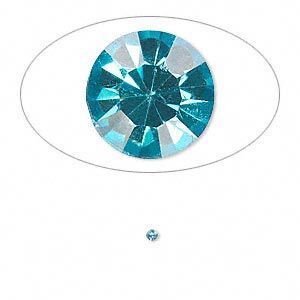 Chaton, glass rhinestone, aqua blue, foil back, 1.6-1.7mm faceted round, PP10. Sold per pkg of 72.
