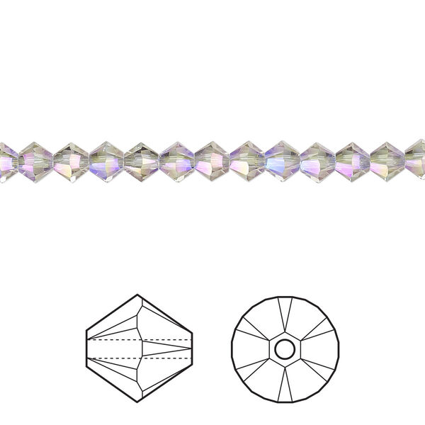 Bead 48pk black diamond shimmer 2X, Crystal Passions® 4mm bicone 5328 image number 0