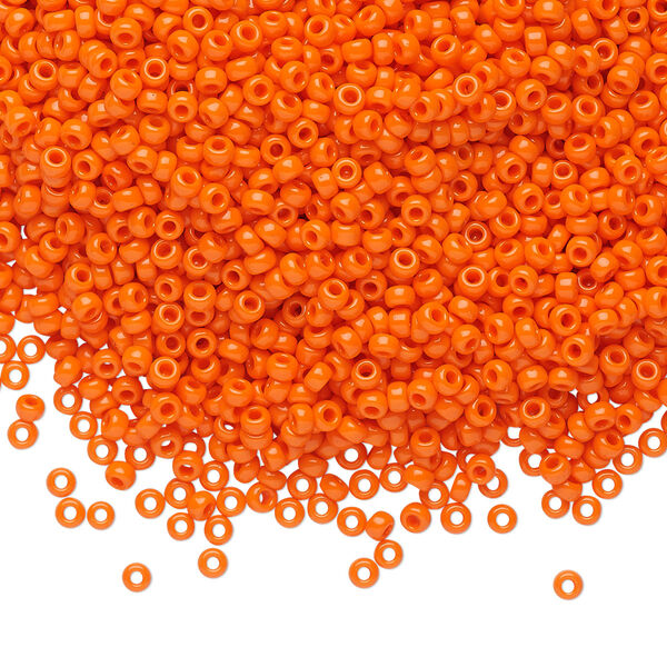 Seed bead, Miyuki, glass, pkg/250g, #11 rocaille, opaque orange, (RR-406). image number 0