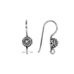 Ear wire fishhook 1pkg2 sterling silver, 20mm circle / open loop, 18-20 gauge antiqued 1 pair