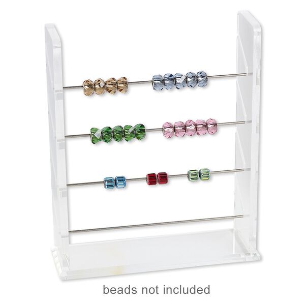 Display, bead rack, acrylic and stainless steel, clear, 8-1/2 x 7 x 2-1/2 inches with 6-1/2 inch rods. Sold per 5-piece set. image number 0