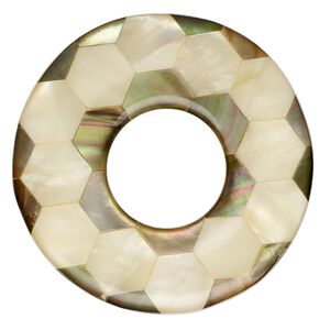 Focal, black lip shell / gold lip shell / mother-of-pearl shell (assembled), 41mm single-sided donut, Mohs hardness 3-1/2. Sold individually.